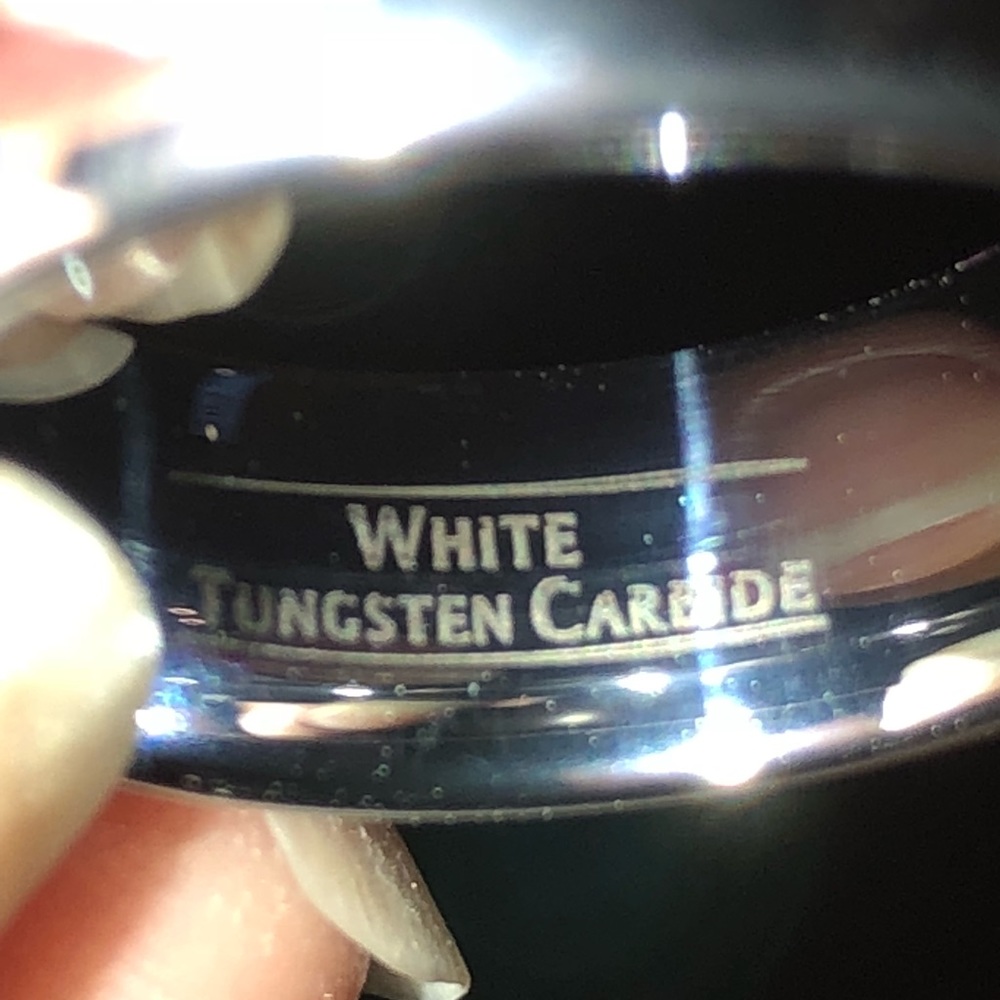 White tungsten carbide women’s wedding band